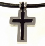 Herren Kette mit Edelstahl Anhänger Kreuz bicolor