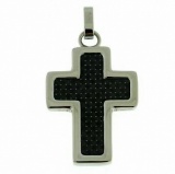 Herren Edelstahl Anhänger Kreuz in Carbon Design