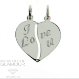 Partnerkette mit Gravur I love u und Kette Silber