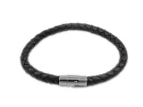 Lederarmband schwarz, geflochten, Edelstahl Verschluss, Armband in Leder für Damen und Herren