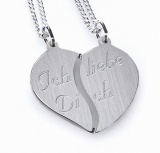 Partnerkette Ich liebe Dich XL mit Gravur + Kette