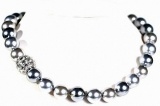 Collier Perle mit SWAROVSKI Elements grau