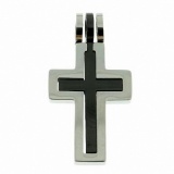 Herren Edelstahl Anhänger Kreuz bicolor