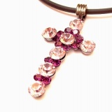 Kreuzkette mit SWAROVSKI Elements rosa