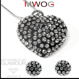 Kette Herz mit Swarovski Elements Set schwarz