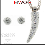 Kette Ohrringe mit Swarovski Elements Set Zahn
